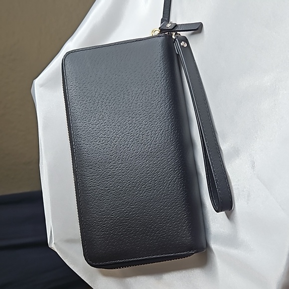 kate spade Grove Street Anita Black Leather Gold Hardware Wallet Clutch Wristlet - Picture 2 of 10